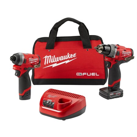 Milwaukee Tool Milwaukee® M12™ FUEL™ Combo 1/2 in. Hammer Drill and 1/4 in. Hex Impact Drive w/ (2) Batteries 2598-22